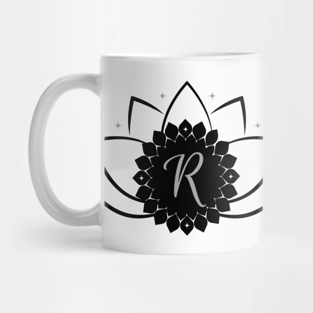 R - Lotus Flower Monogram by Mazzlo Shop